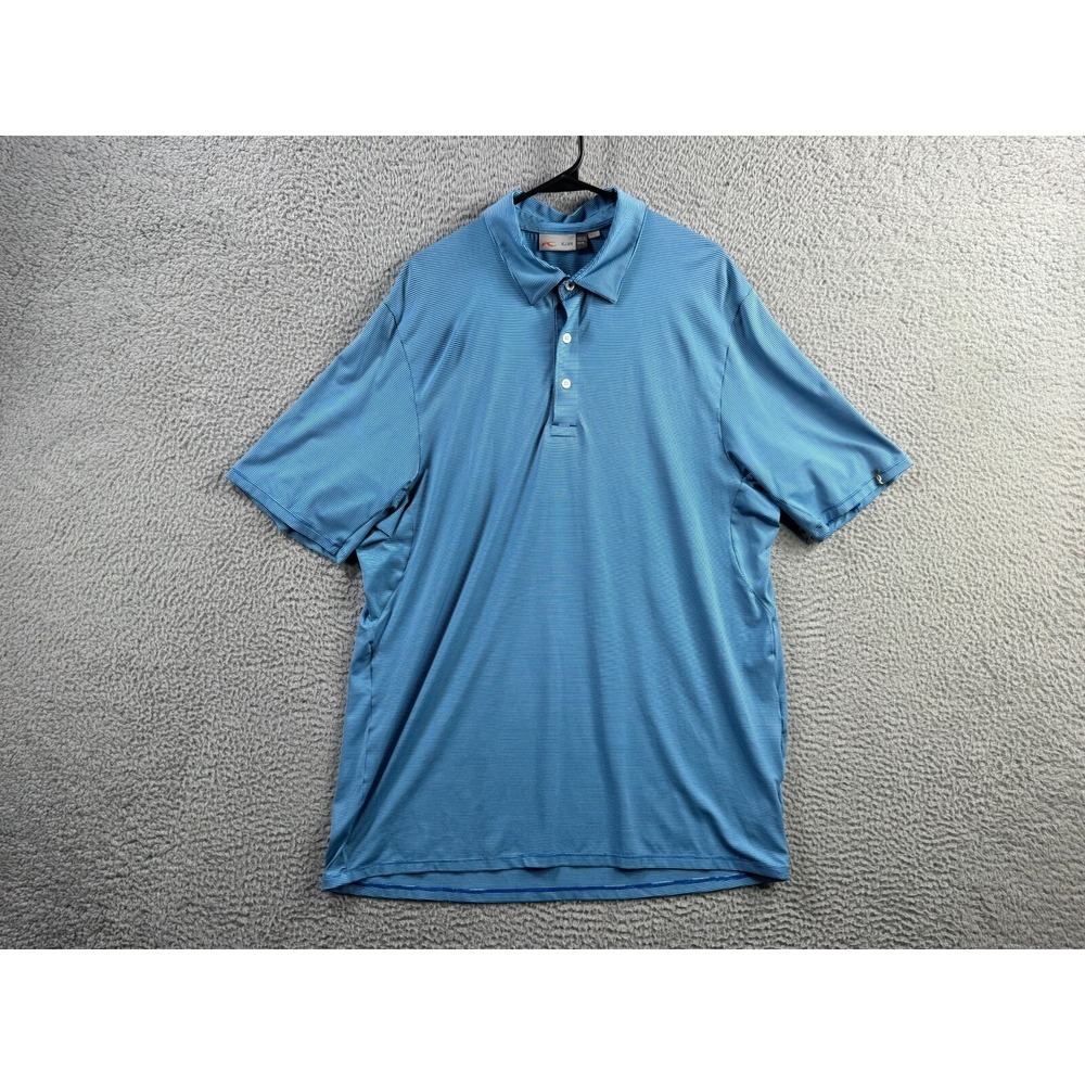 KJUS Shirt Mens XL Blue Striped Soren Polo Short Sleeve Stretch Golf